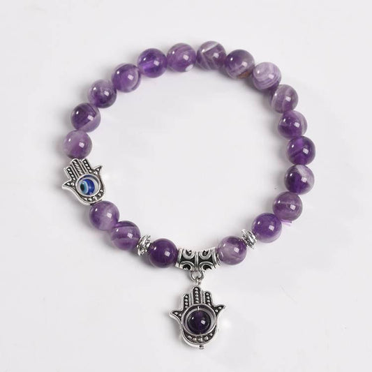 Amethyst Hamsa Hand Bracelet